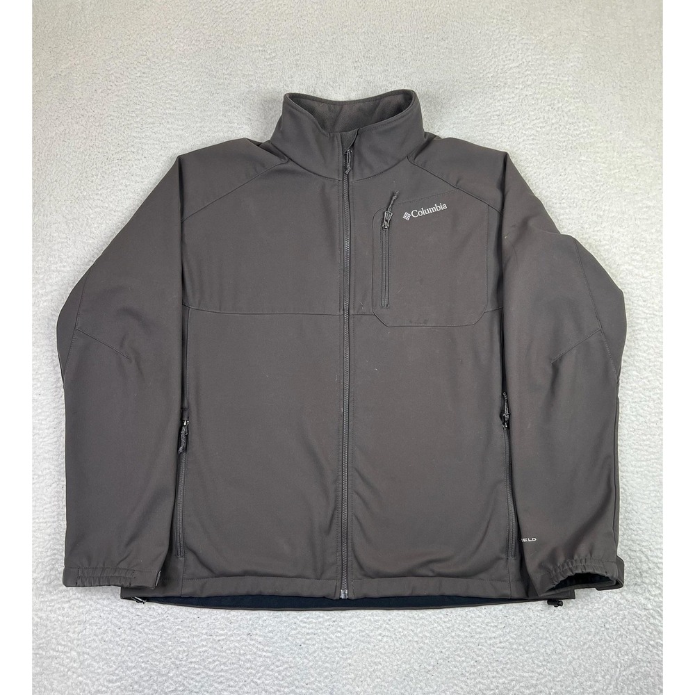 Columbia Mens 2XL Black Softshell Full Zip Omni-Shield Fleece Jacket WM6645